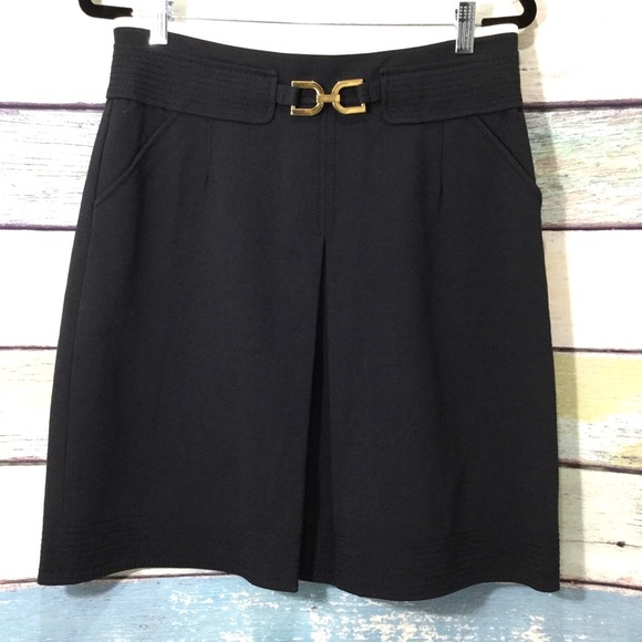 Ann Taylor Dresses & Skirts - Anne Taylor Navy Gold Link Accent Skirt Size 8